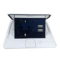 Розетка врезная для пола Белая 16 А + 2 USB 2,1 А IP44
